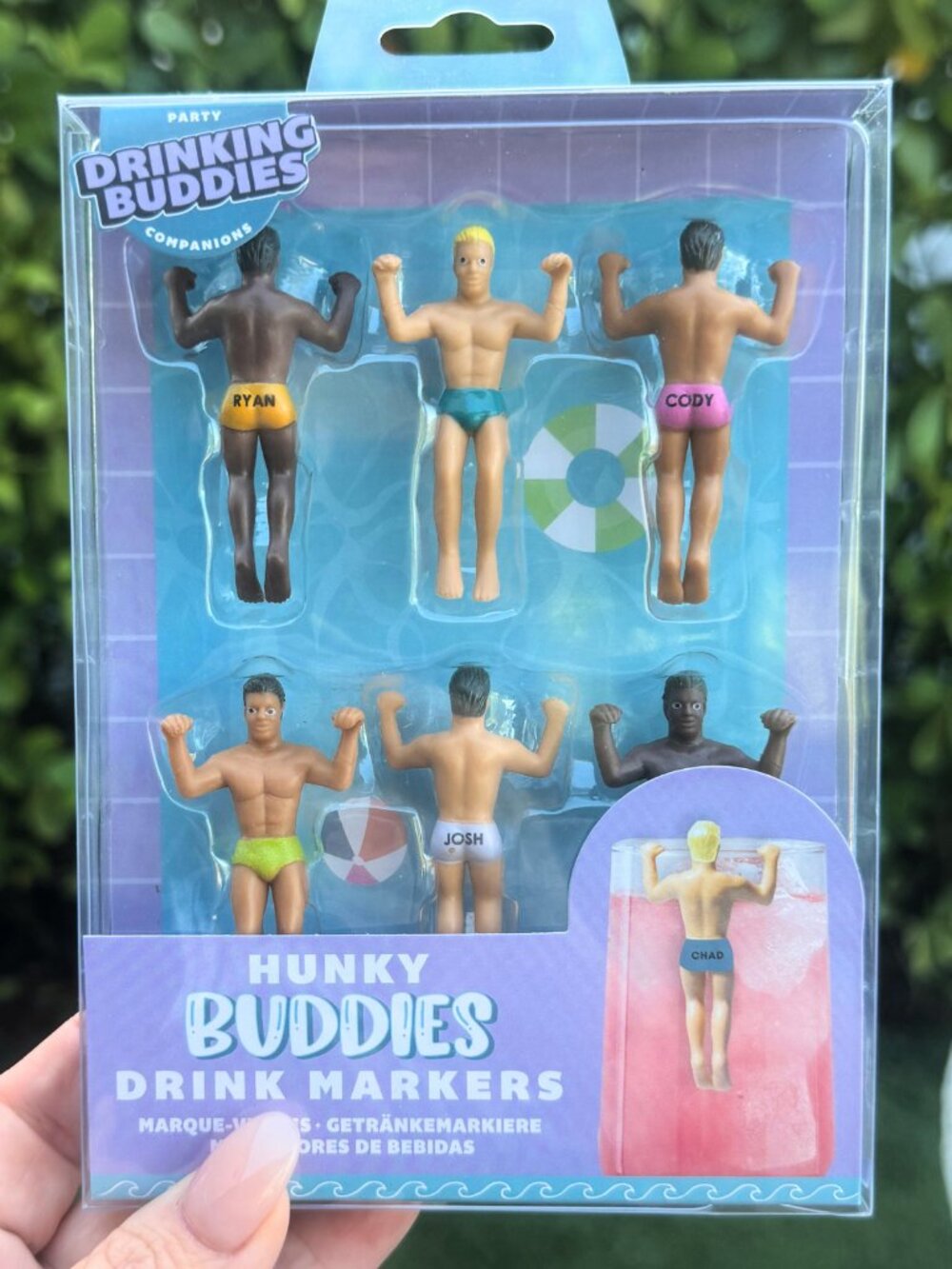 Hunky Buddies Drink Markers Muscular Men Set 6 Pack Cocktail Bachelorette Party